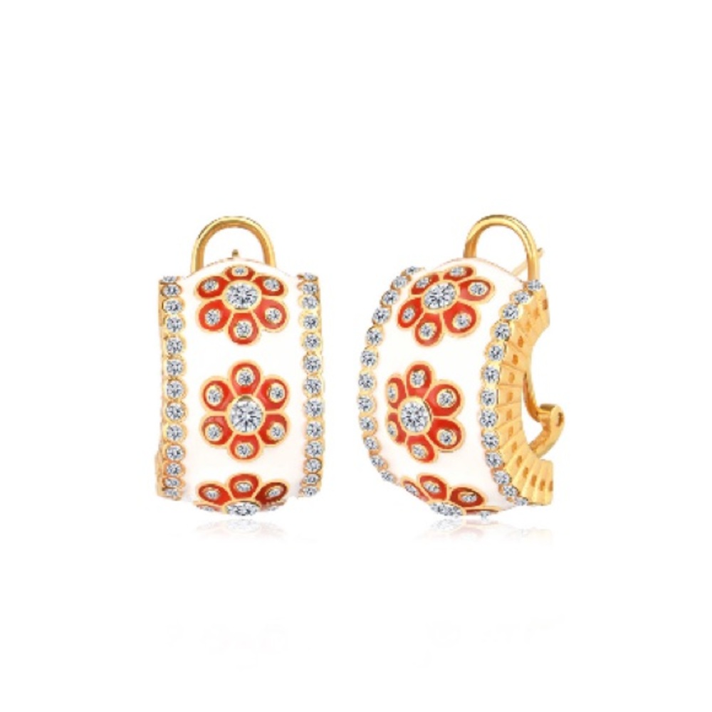 Gabi Rielle Cherry Blossom Half Huggie Hoop Earrings